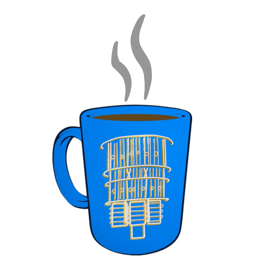 The Qoffee-Maker mug with a quantum circuit printed on it